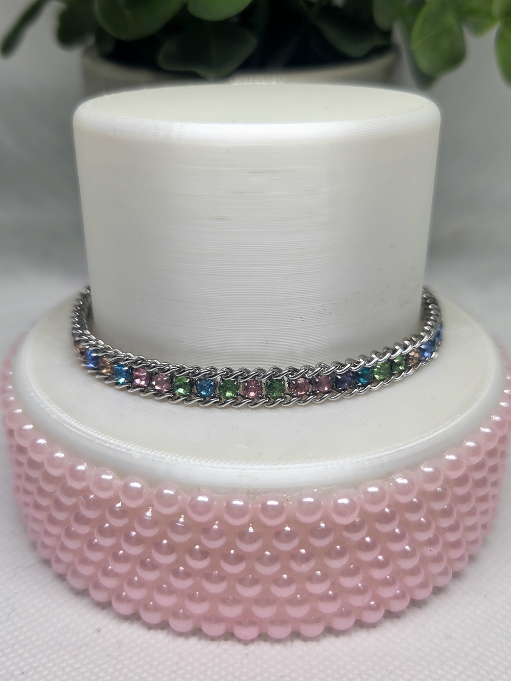 Stainless Steel Multicolor Crystal Tennis Bracelet
